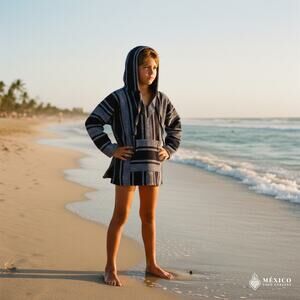 Mexican Baja hoodie  poncho Size 10 20.5 x 21.5 in